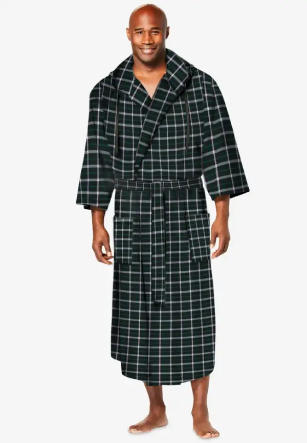 Hooded Microfleece Maxi Robe with Front Pockets