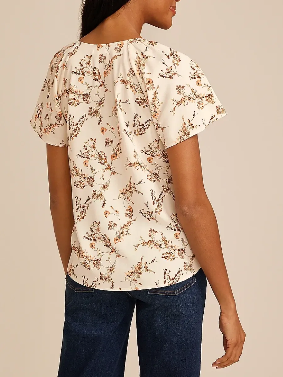 Floral Print V-Neck Blouse