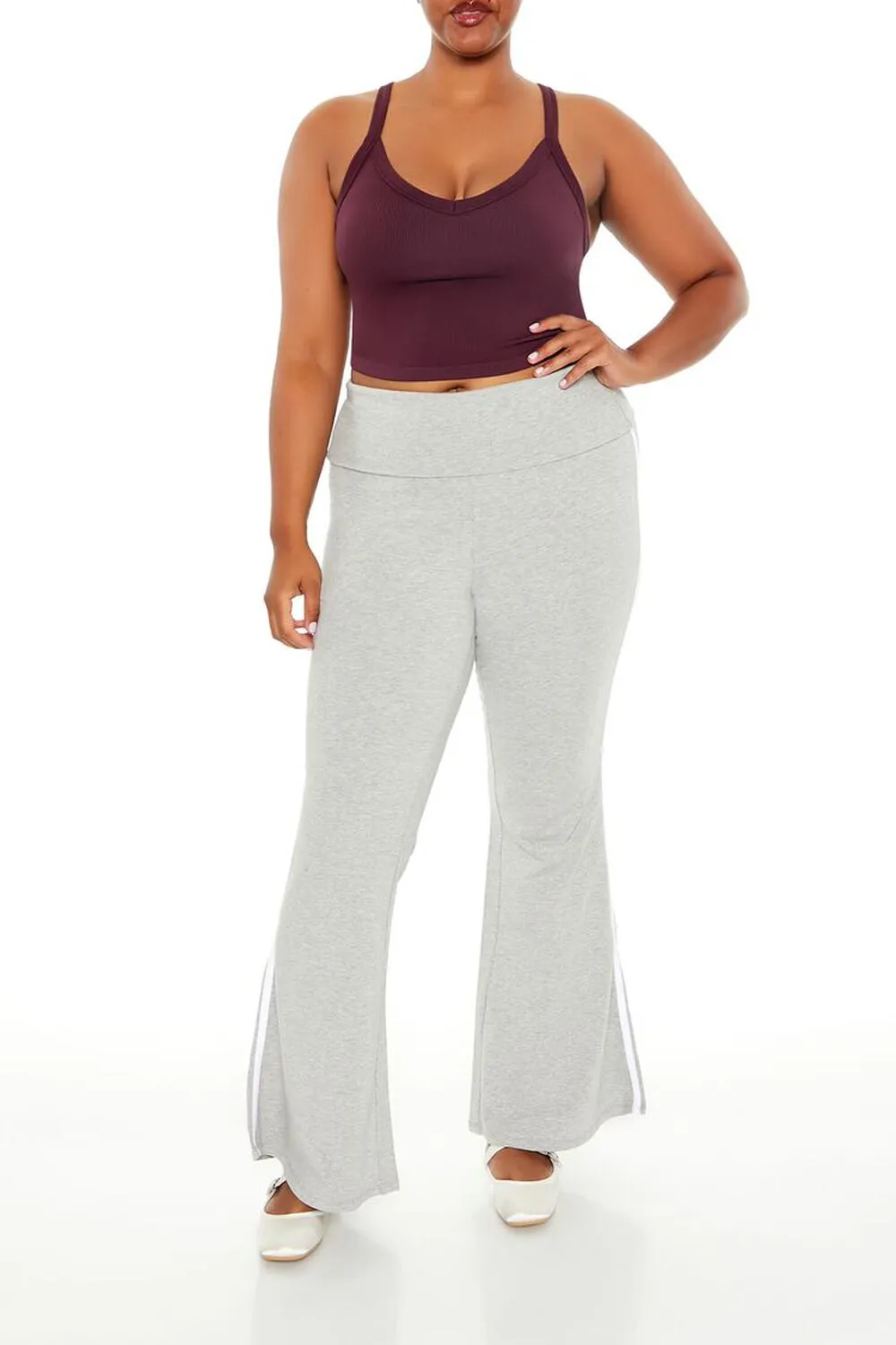 Plus Size Two-Tone Flare Leggings