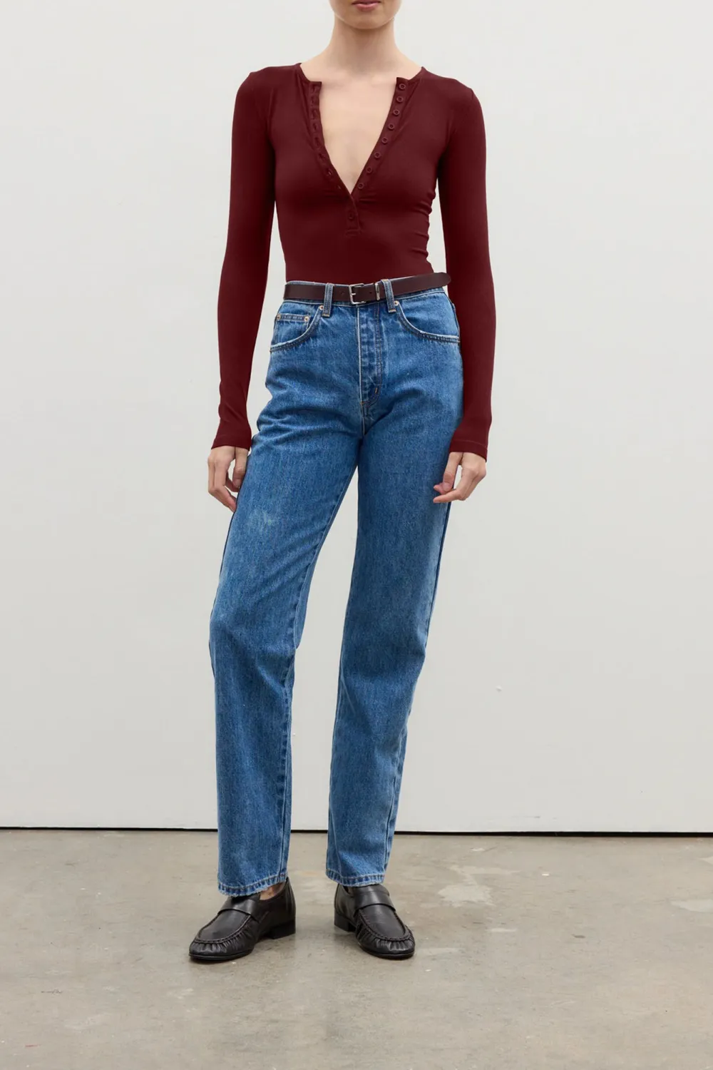 Wine Red  Simple Comfortable Breathable  Bodysuit