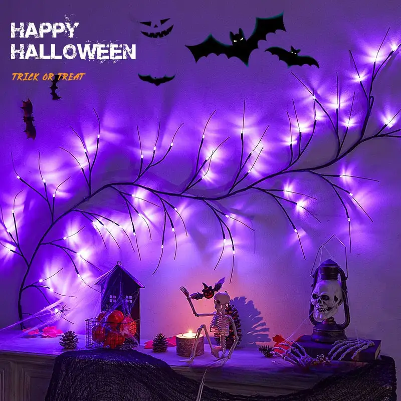 Halloween Decorative Vine Light LED Simulated Tree Light Spider Bat Branch Light Ghost Festival Atmosphere Decoration Light