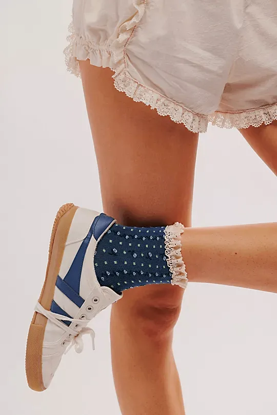 Floral Waffle Knit Socks Orange