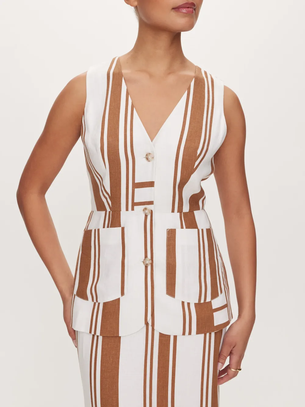 Linen Blend Long Vest