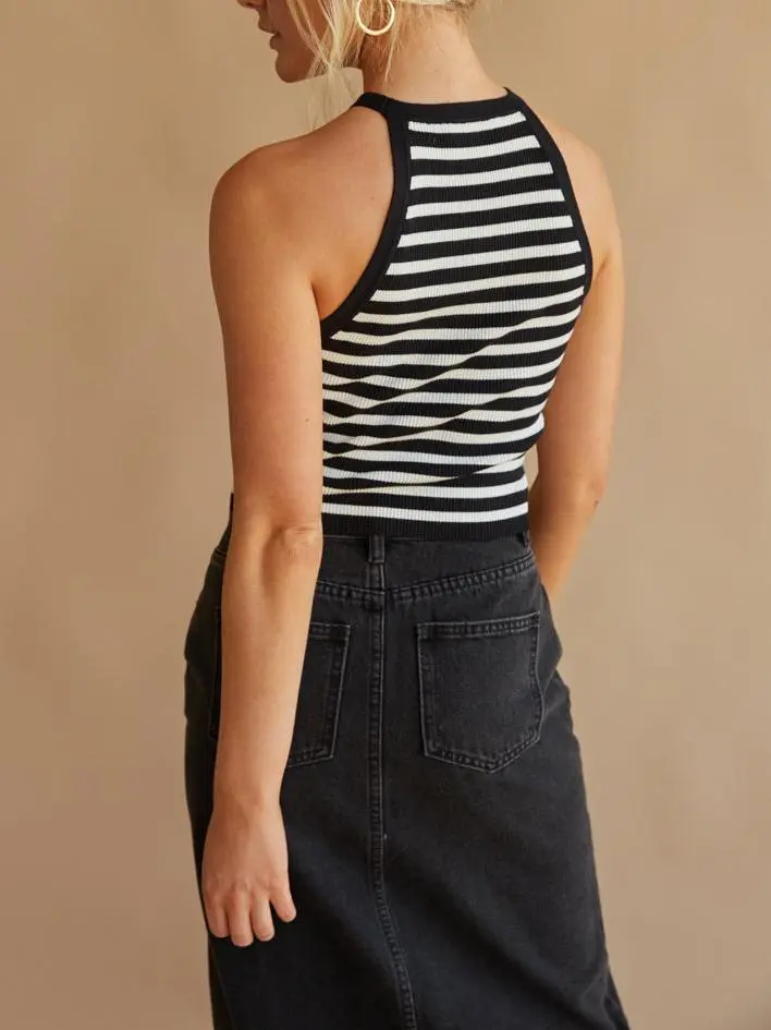 Cheyenne Striped Halter Tank Top