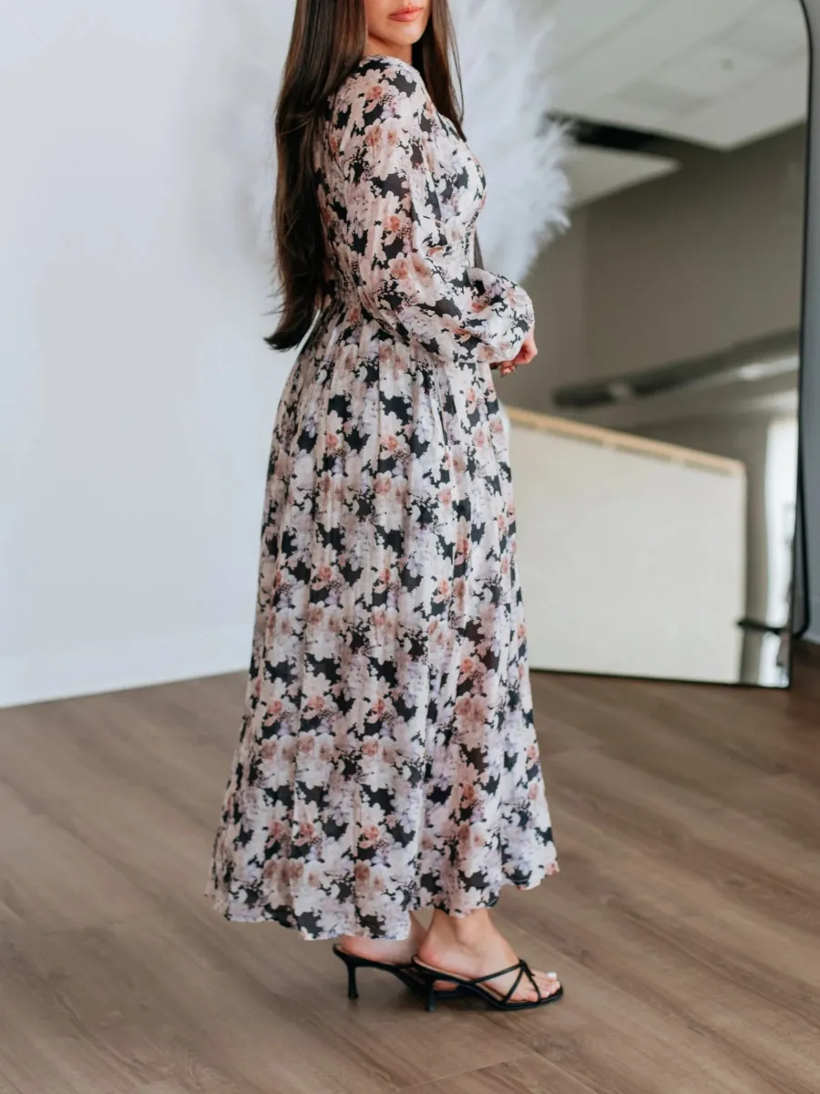 Printed V-Neck Maxi Dress
