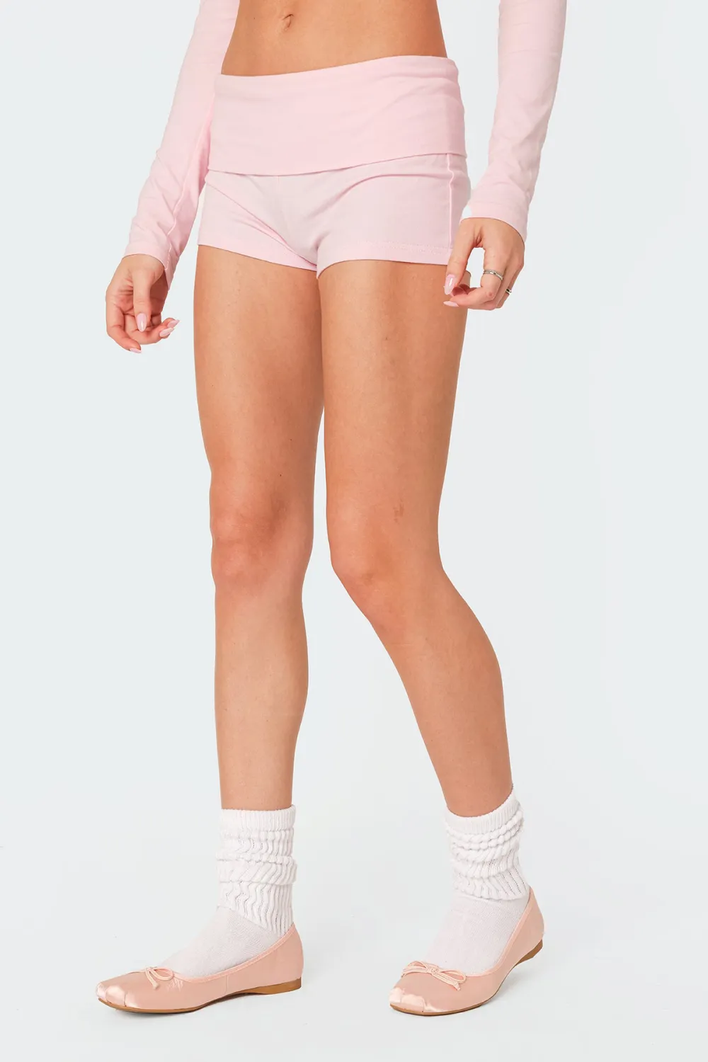 White Fold Over Shorts
