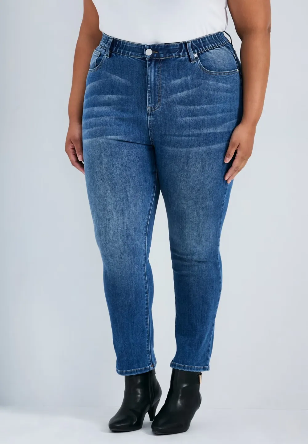 Tight Elastic Waistband Jeans