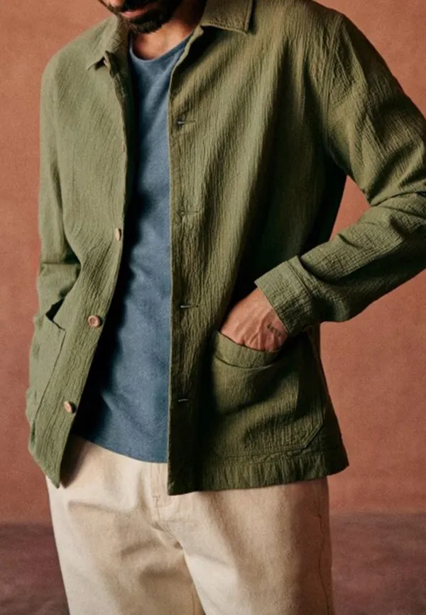 Coton Texture Jacket-Green