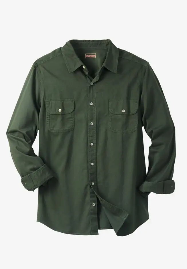 Long Sleeve Denim and Twill Shirt
