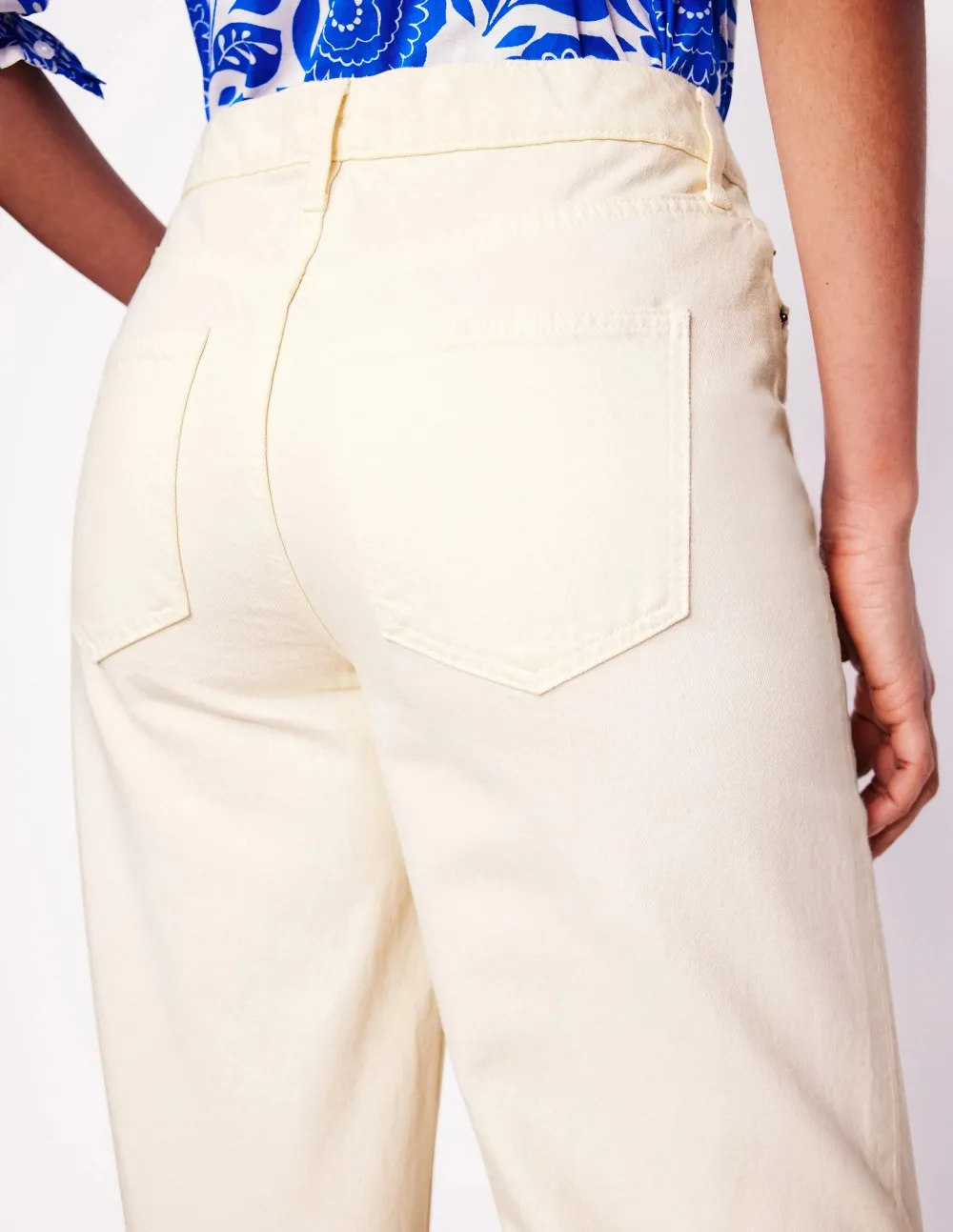 Ecru Mid - Rise Relaxed Jeans