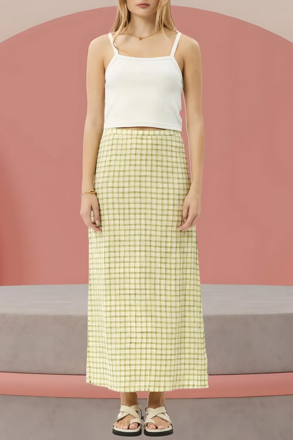 Classic Versatile Yellow Plaid Skirt