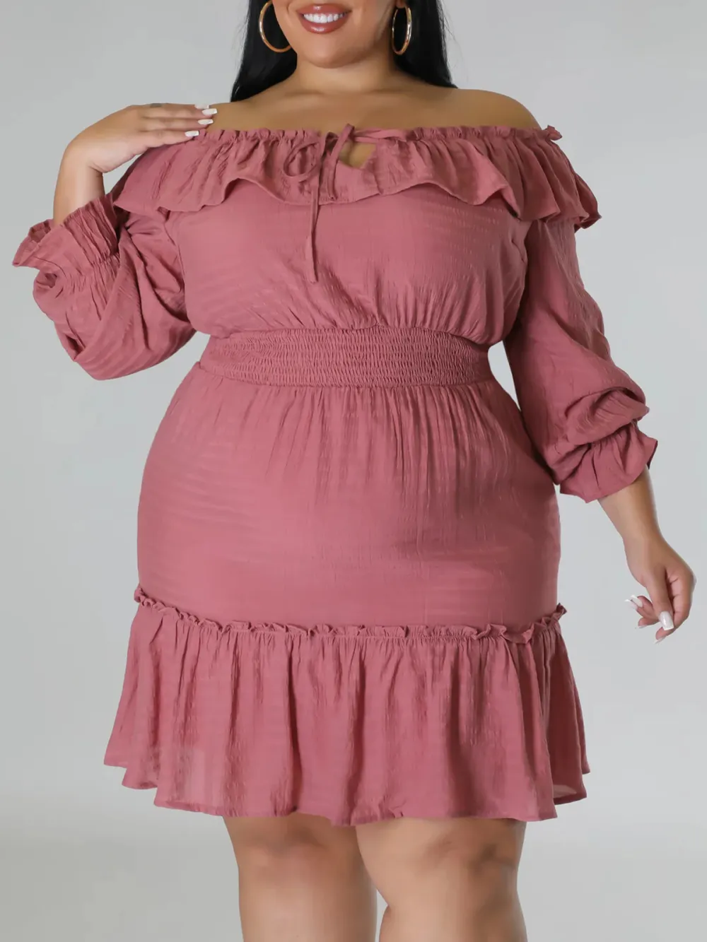 Straight Neck Tie Front Dress