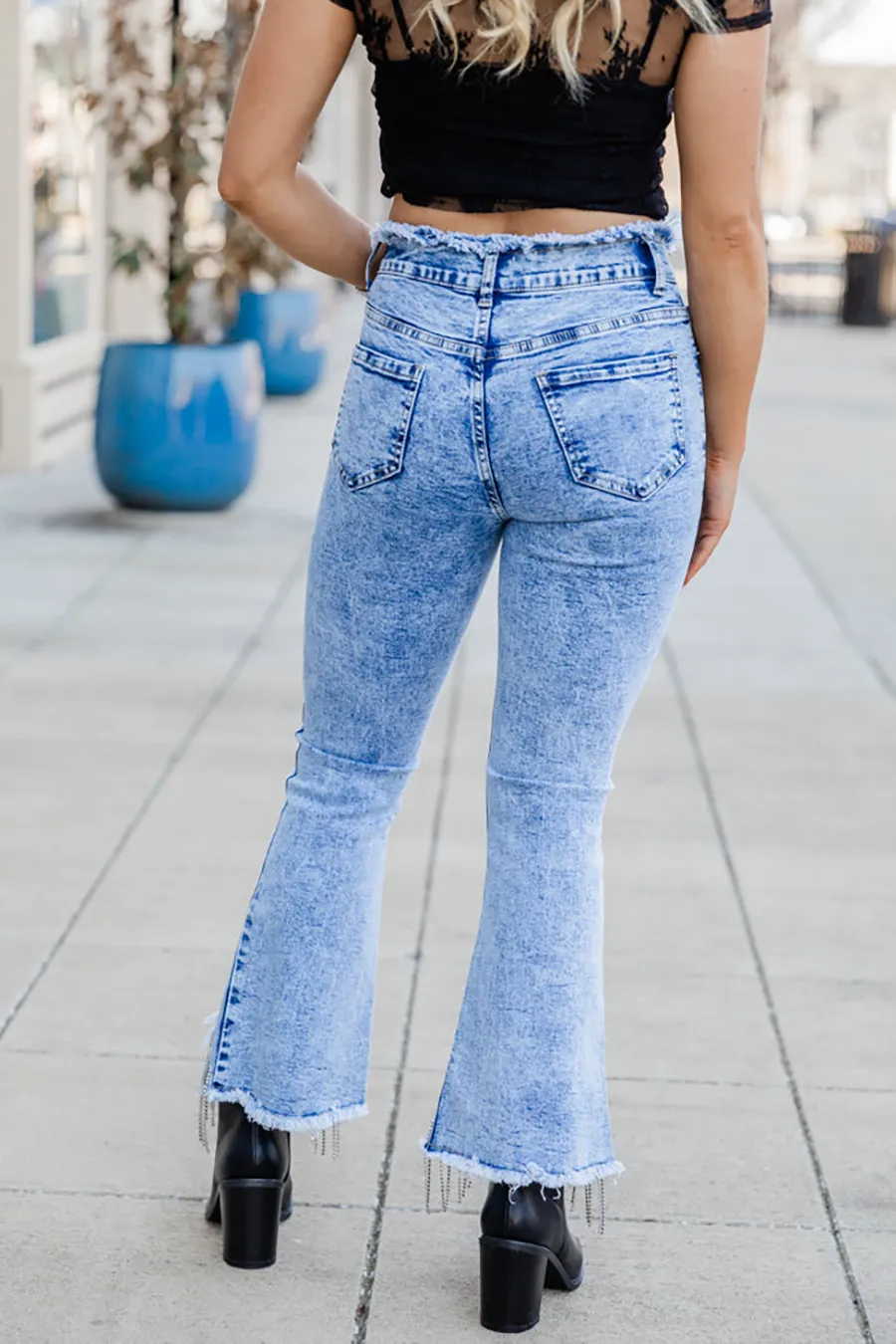Diamond Fringe Flare Jeans