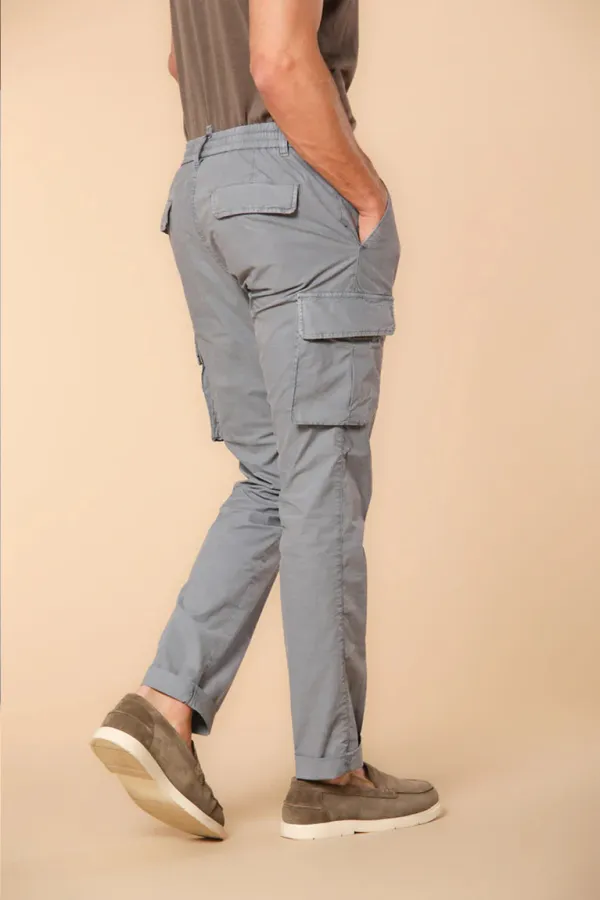 Men's Air Force Blue Slim Fit Parachute Fabric Cargo Pants with Large Pockets