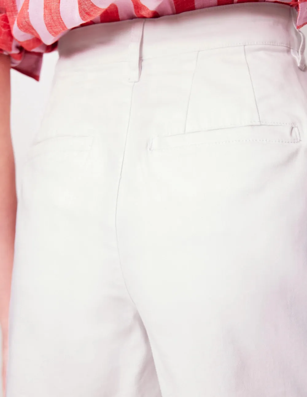 White and Pink Striped Chino Shorts