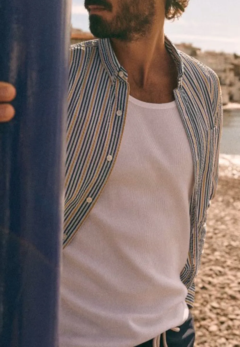 Seersucker Shirt-White Multicoloured Stripes