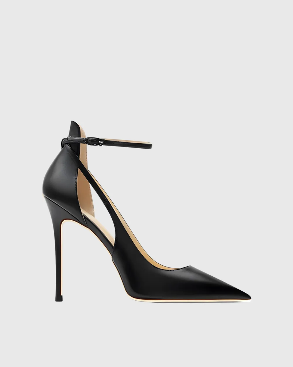 Side Cut Strap Pumps in Black