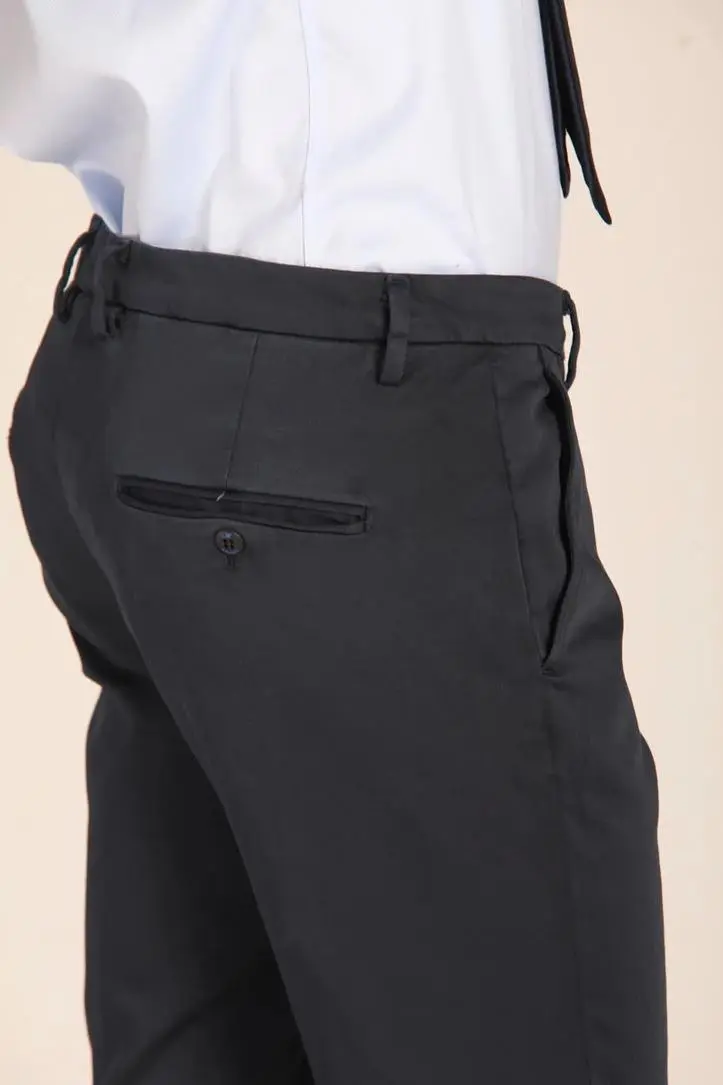 Men's Navy Blue Cotton Casual Twill Slim Fit Trousers