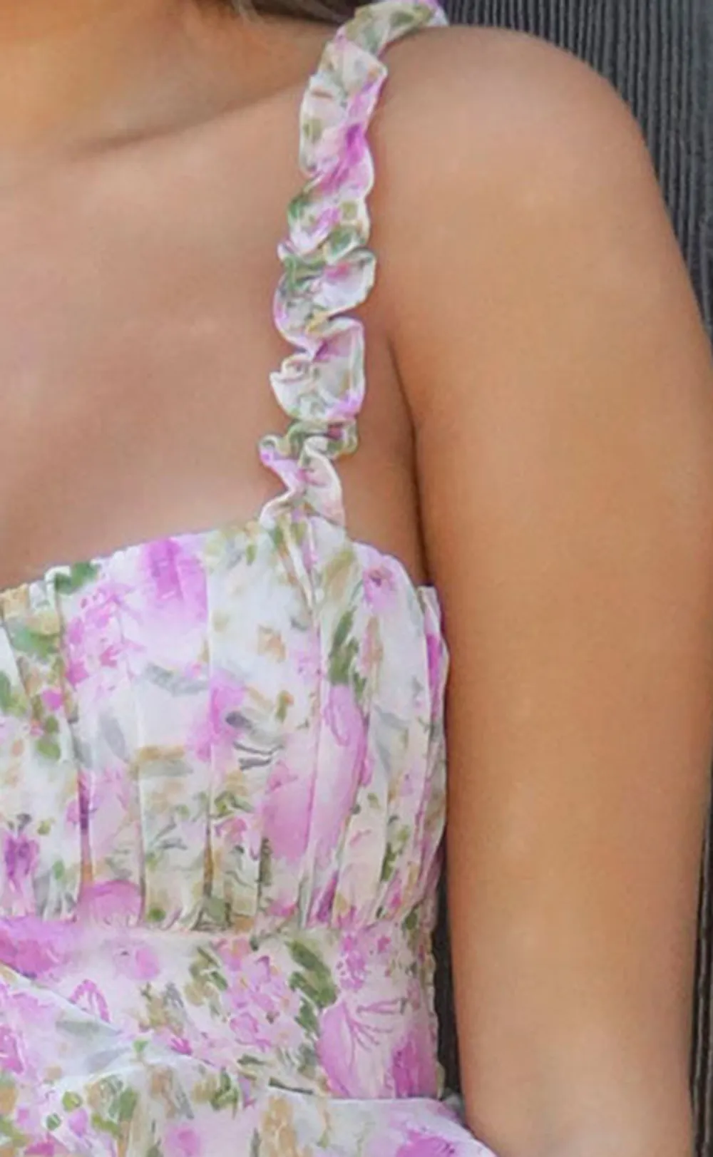 Pink Floral Ruffled Maxi Dress