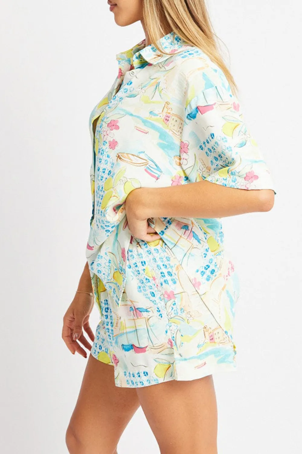 Multi Abstract Relaxed Shirt Short Sleeve