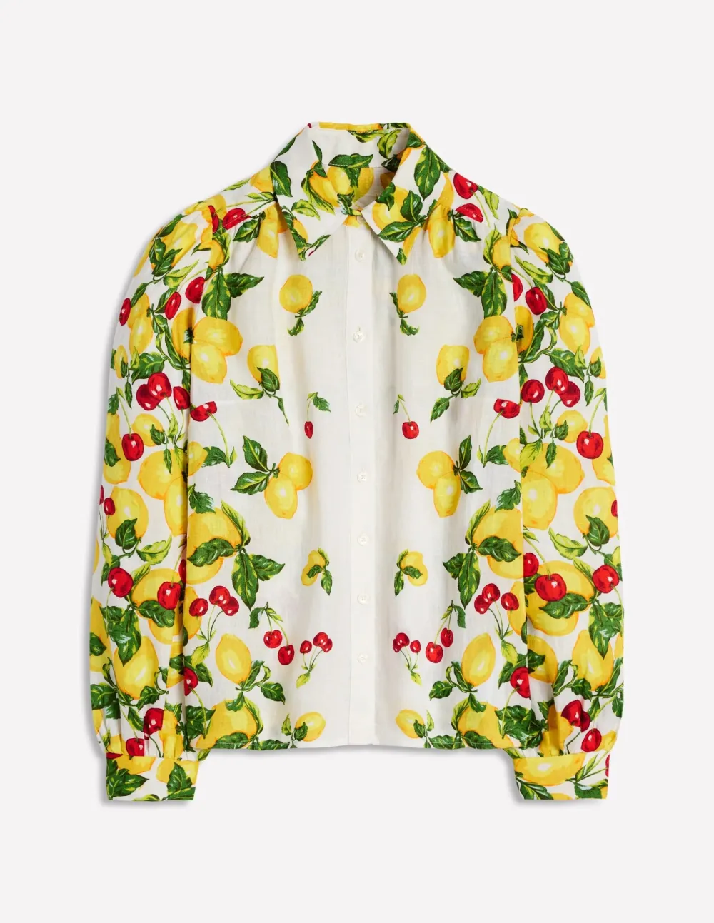 Lemon - Print White Cotton Shirt