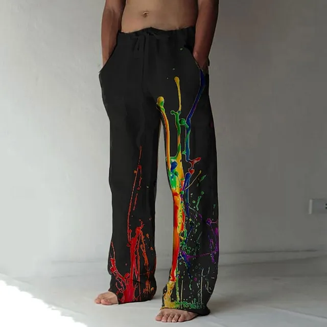 Men's Graphic Prints Graffiti Linen Pants