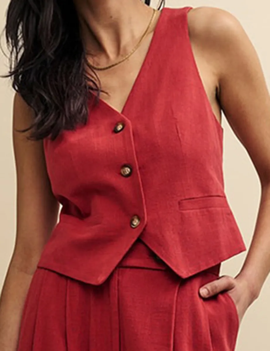 Linen Blend Relaxed Tailored Trousers