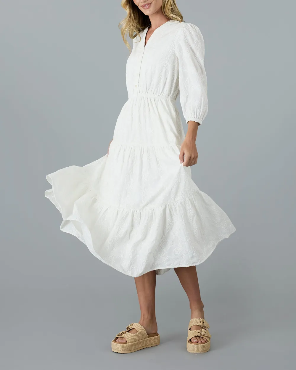 White Side Pockets Maxi Dress