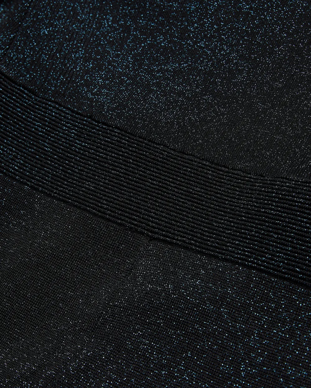 Kannie Crew Neck Metallic Knitted Midi Dress Black-Teal