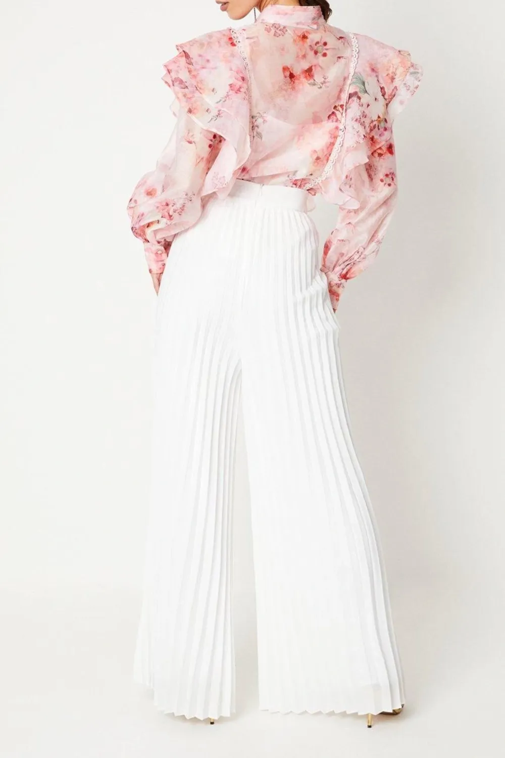 Chiffon Pleated Palazzo Trouser