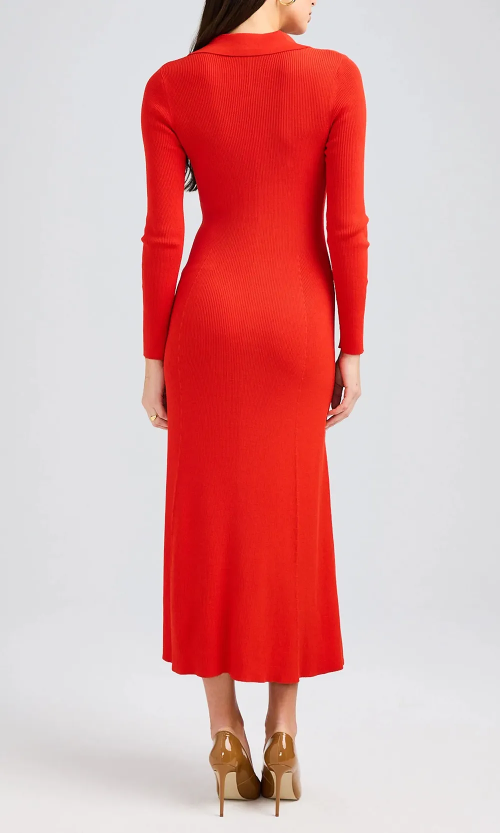 Red Lapel Long Dress