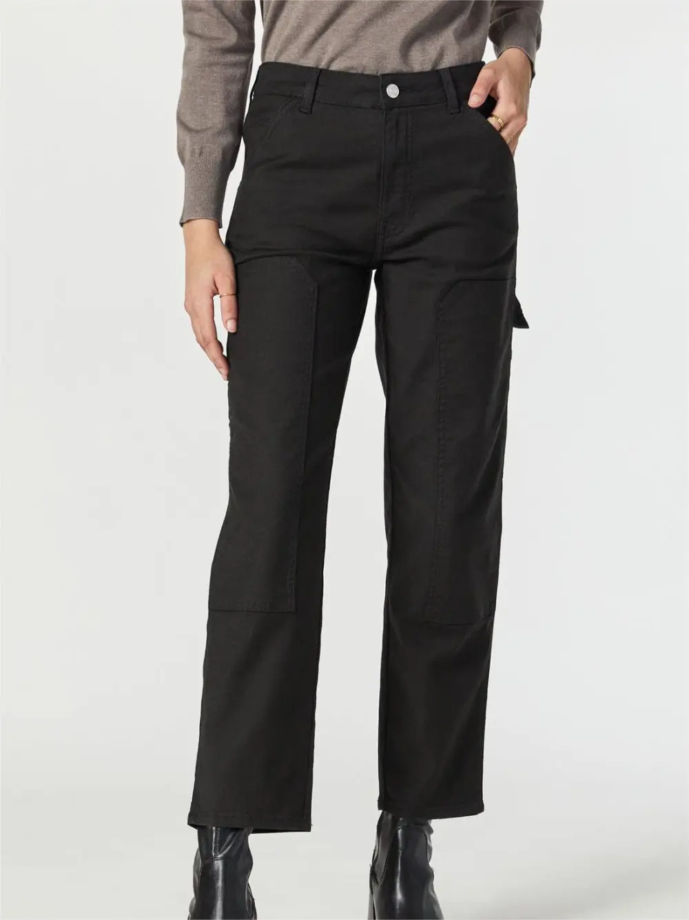Casual Style Straight Leg Black Pants