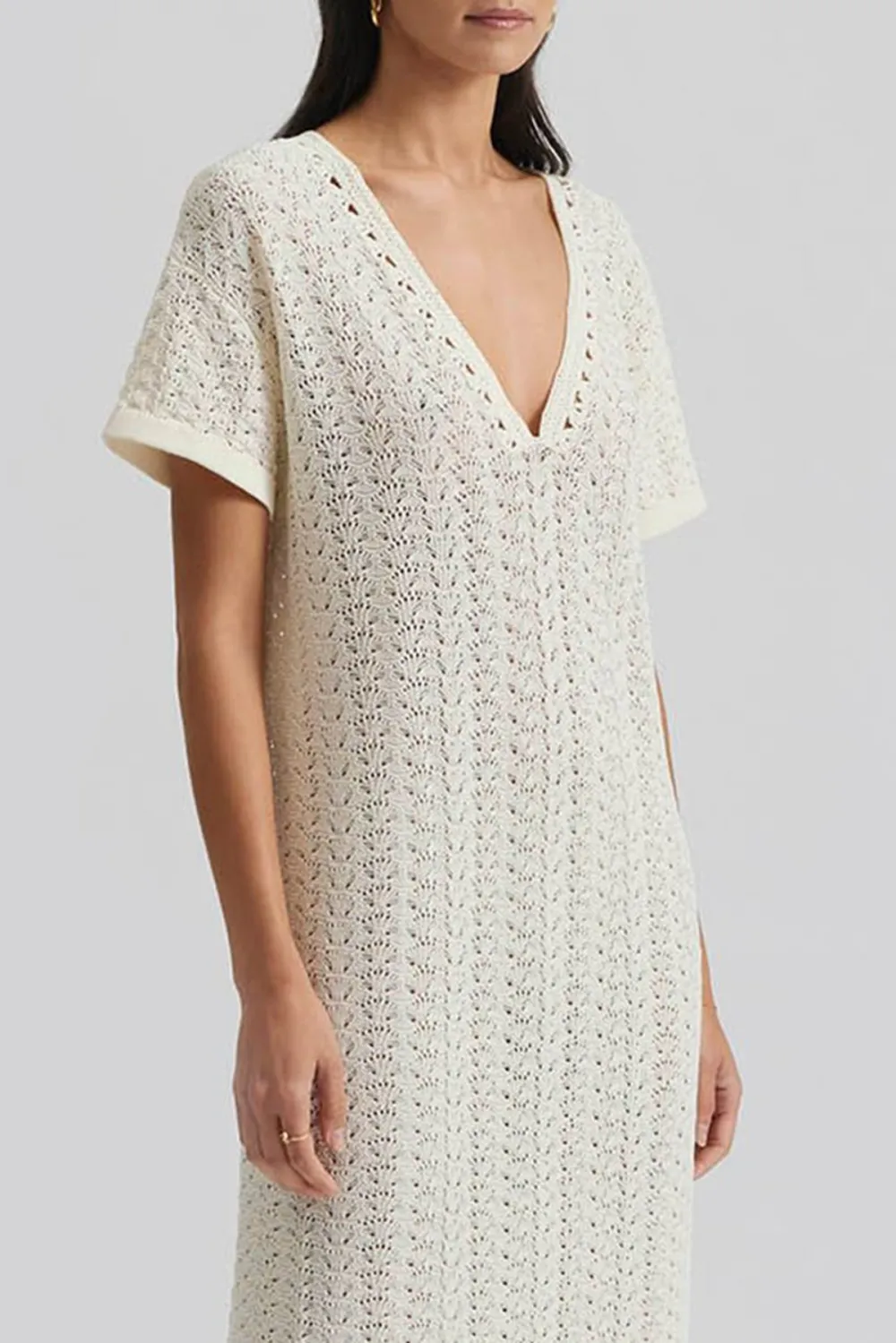 AIRA KAFTAN-Fringe detail knitted kaftan