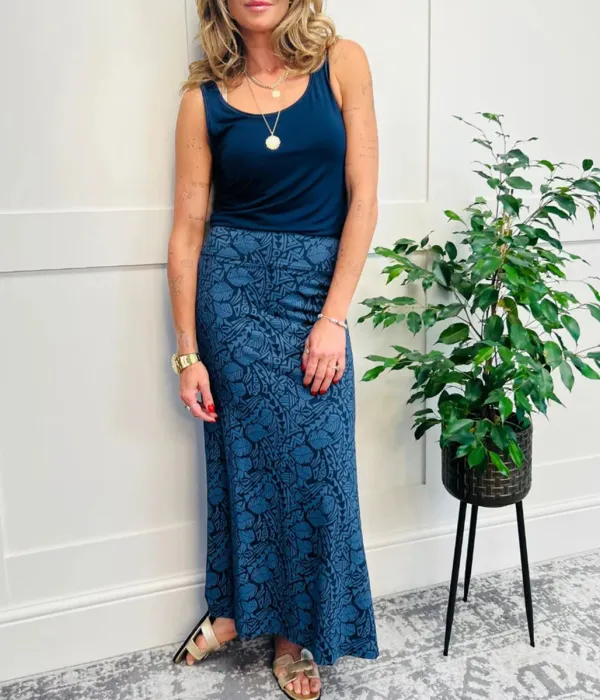 Navy Jersey Maxi Skirt