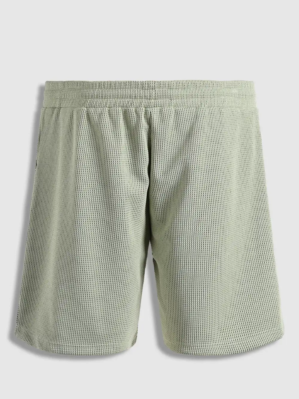 Men'S Solid Color Textured Lapel Polo Casual Shorts Set