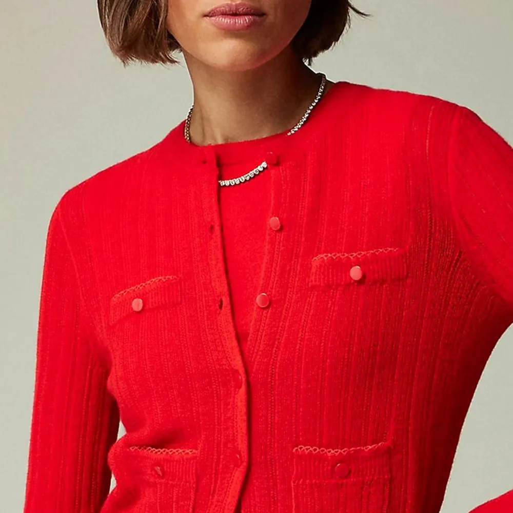 Cashmere Pointelle Shrunken Cardigans