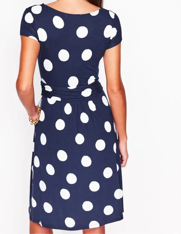 Navy Blue Polka - Dot Jersey Dress