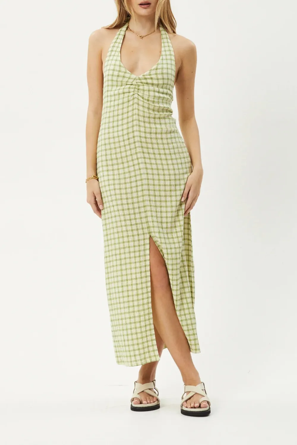 Lemon High-End Simple Plaid Collarbone Dresses