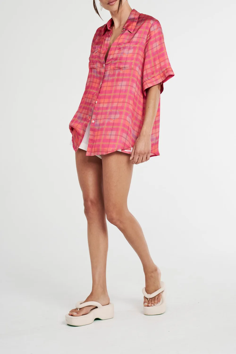 Neon All-Match Daily Plaid Short-Sleeved Shirt