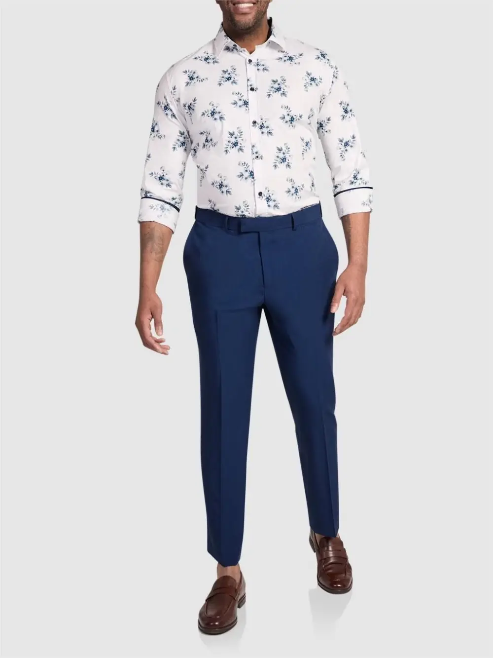 FOLDED CUFF WOOL SUIT TROUSERS