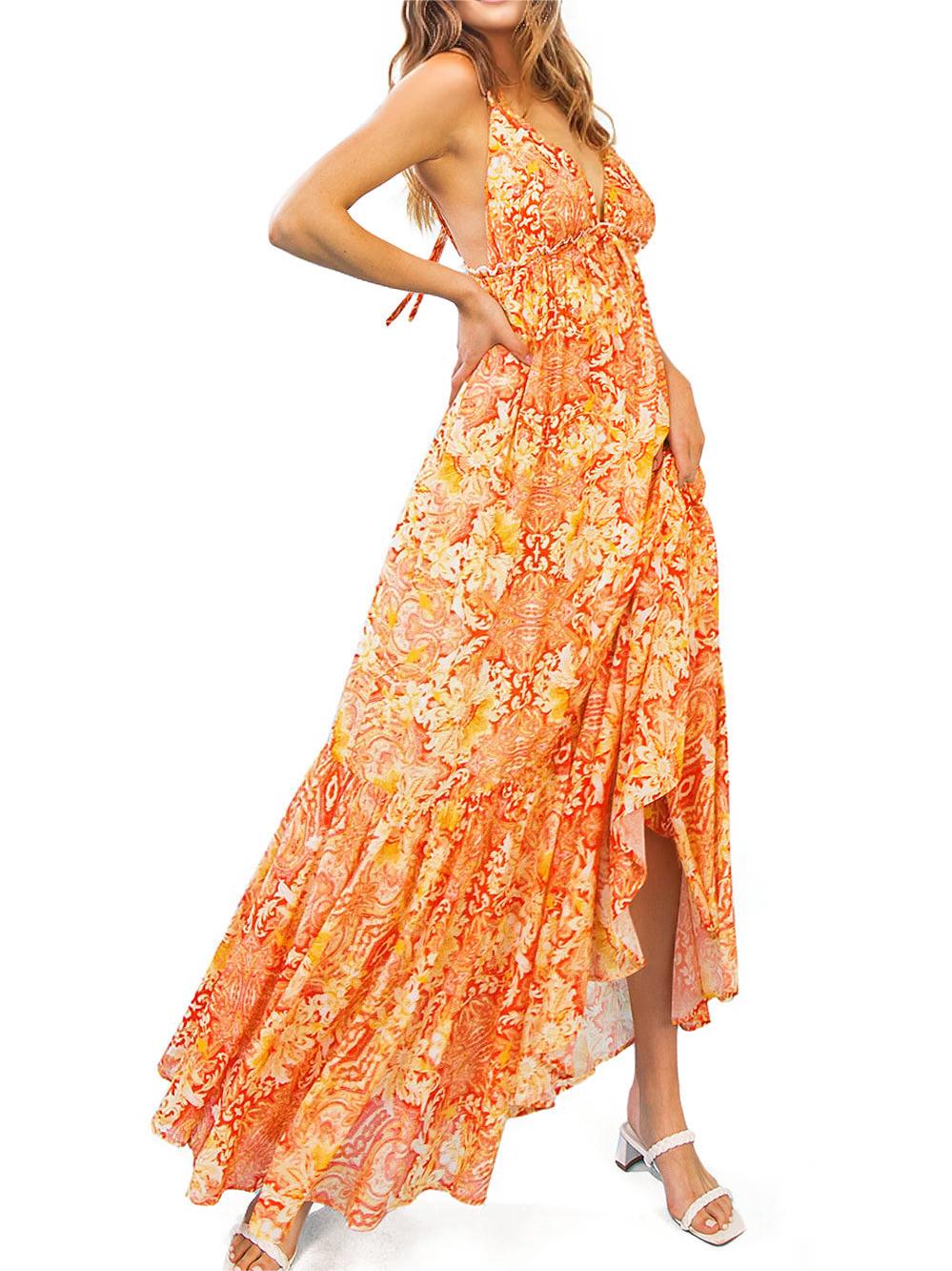 Floral Asymmetric Maxi Dress | Romantic and Luminous main image 0