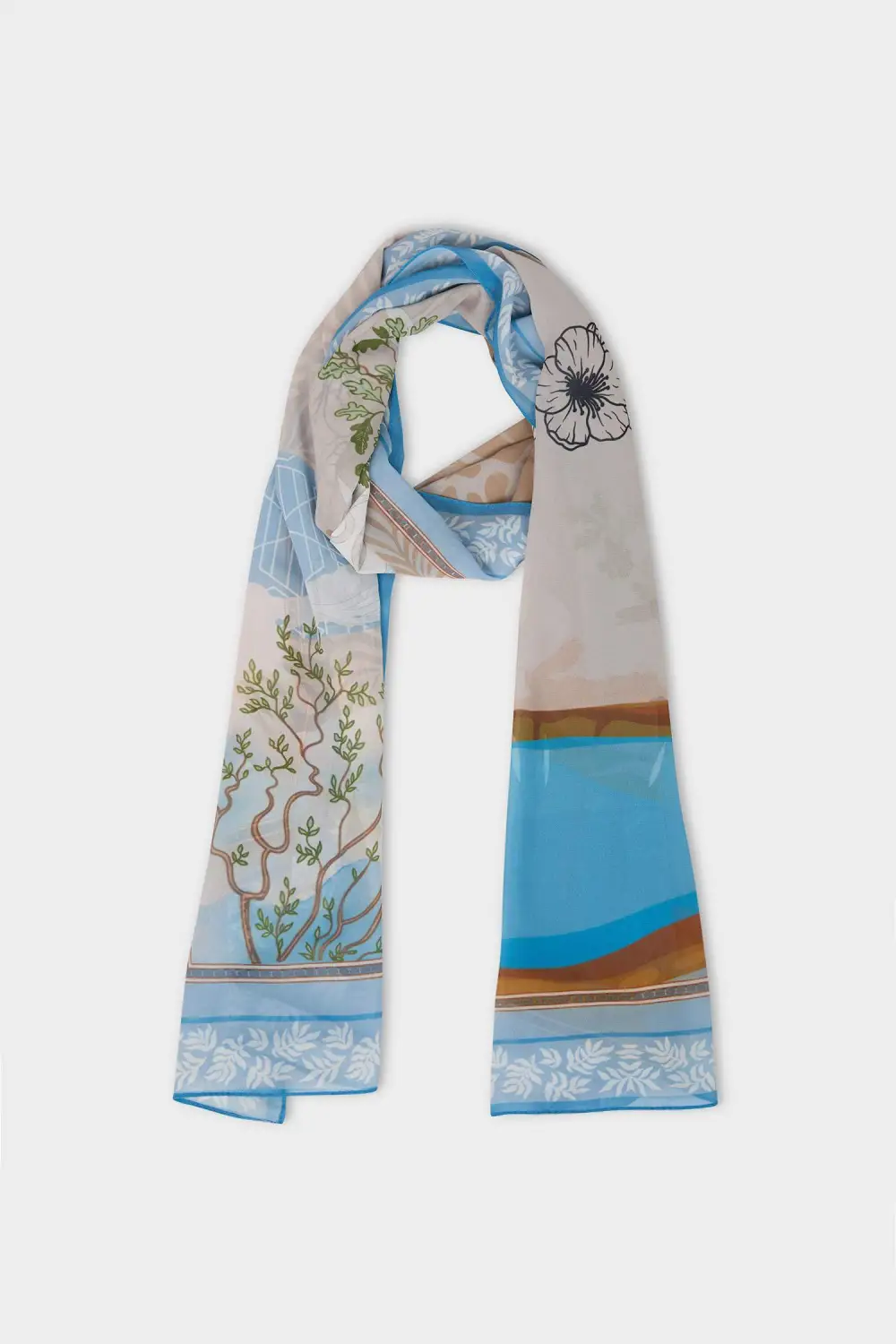 Botanical Print Silk Scarf