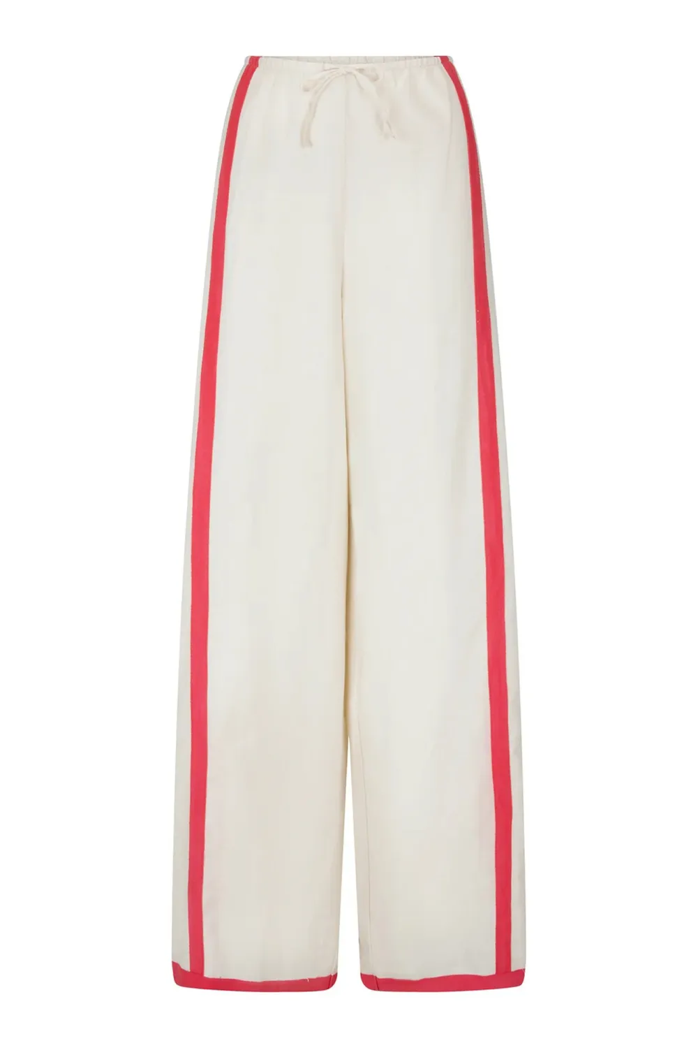 White Simple Patchwork Stripes Straight  Pants