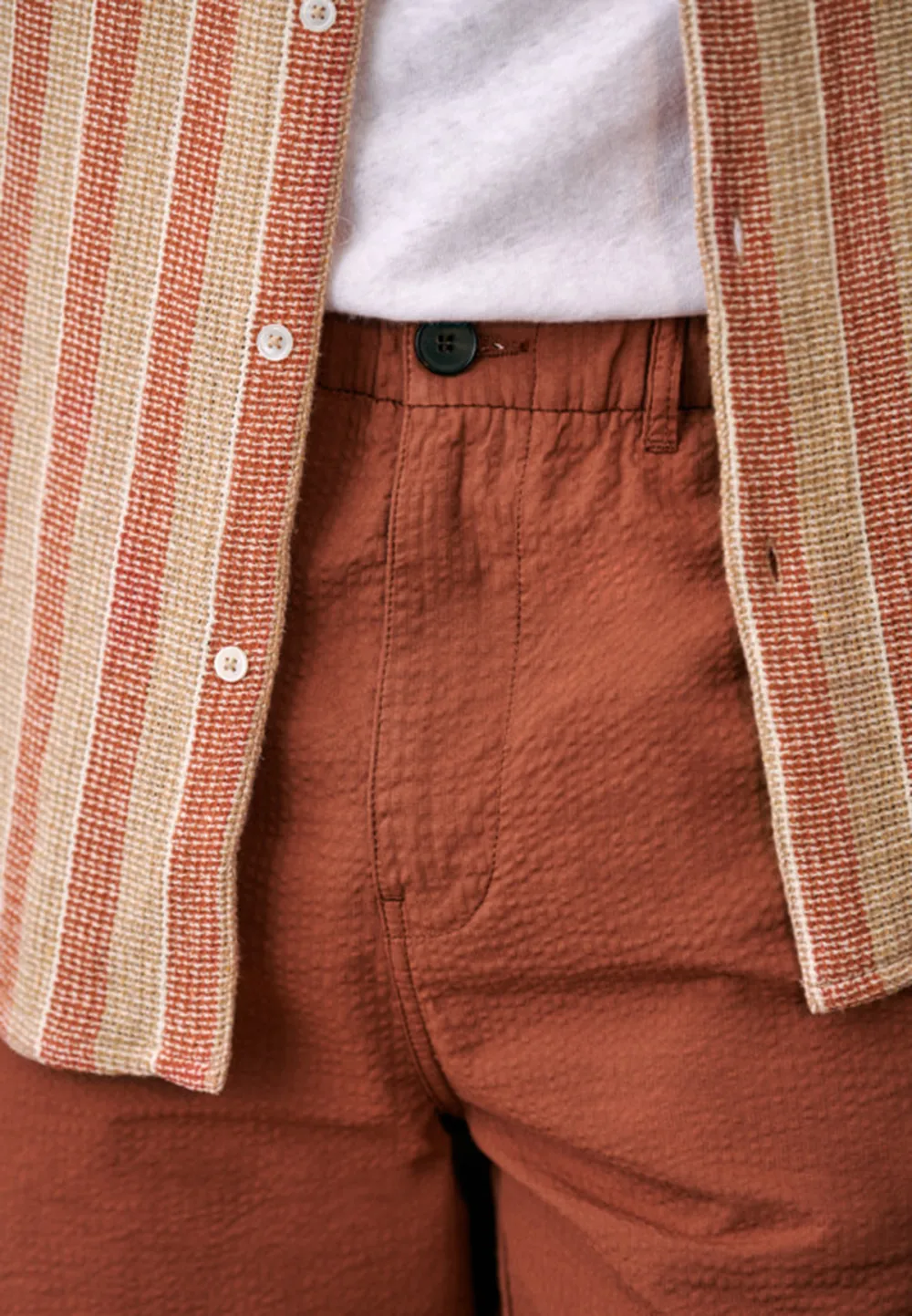 Trousers-Rust Seersucker