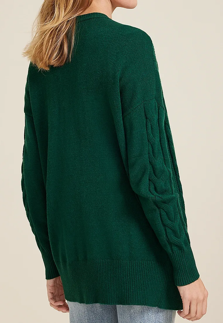 Green Open Front Cardigan