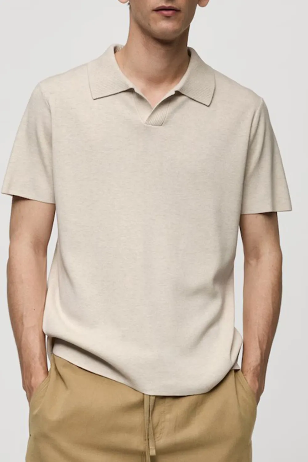 V-Neck Polo Collar Shirt