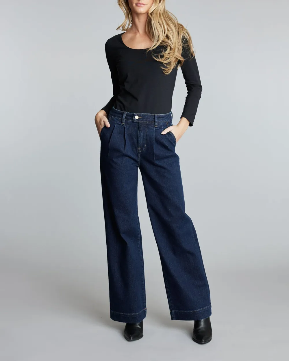 Dark Blue Wide Leg Denim Pant