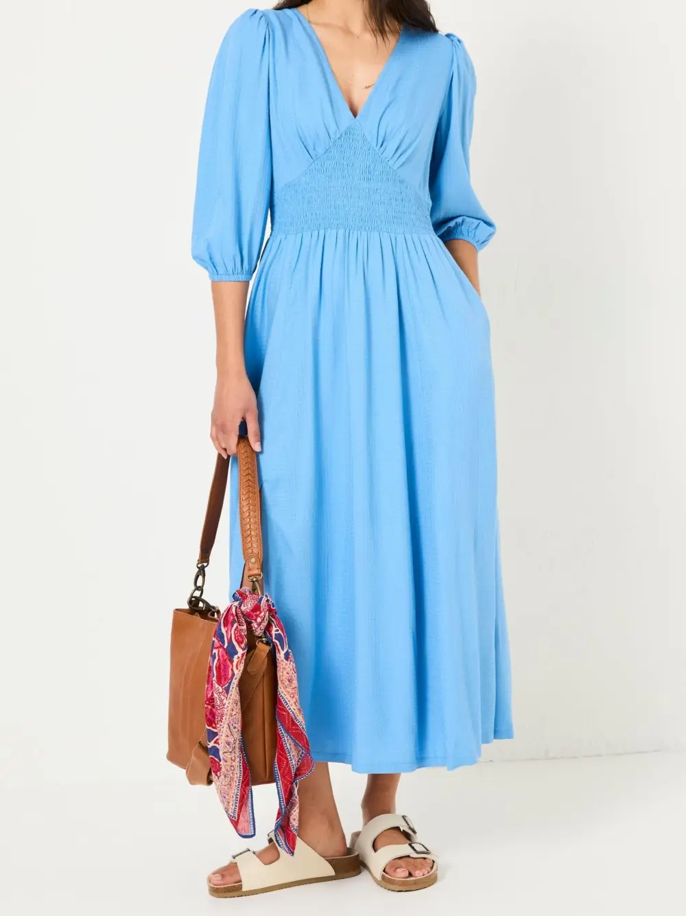Bright Blue Rene Textured Midi Dress