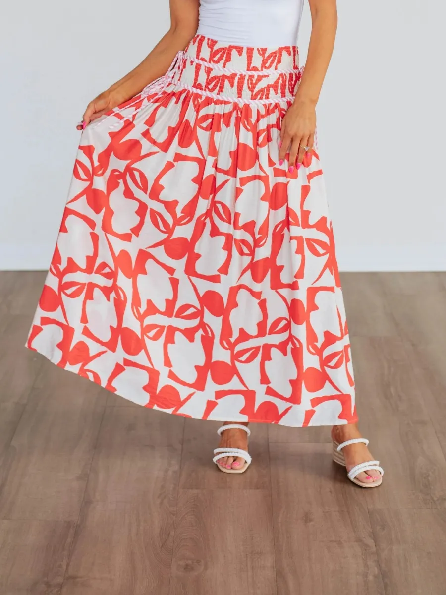 Smocked Waist Flowy Skirt