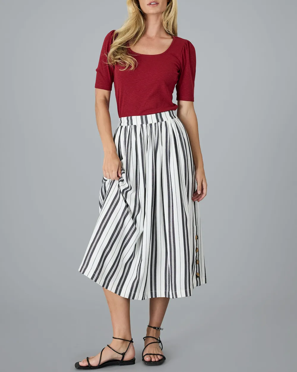 Black Striped Maxi Skirt